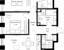 2-комнатная квартира, 65.45 м2 , 12 этаж, Волоколамское шоссе, 95с2 - фото 1
