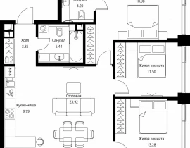 3-комнатная квартира, 91.16 м2 , 6 этаж, Волоколамское шоссе, 95с2 - фото 1