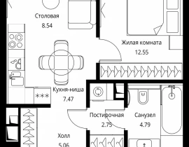 1-комнатная квартира, 41.16 м2 , 19 этаж, Волоколамское шоссе, 95с2 - фото 1