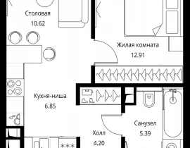 1-комнатная квартира, 39.97 м2 , 9 этаж, Волоколамское шоссе, 95с2 - фото 1