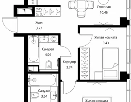 2-комнатная квартира, 56.8 м2 , 23 этаж, Волоколамское шоссе, 95с2 - фото 1