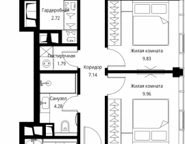 3-комнатная квартира, 77.64 м2 , 45 этаж, Волоколамское шоссе, 95с2 - фото 1
