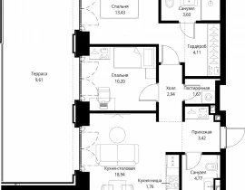 2-комнатная квартира, 74.45 м2 , 2 этаж, корпус Cliff5-3 - фото 1