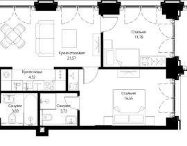 2-комнатная квартира, 80.35 м2 , 8 этаж, корпус Cliff5-2 - фото 1