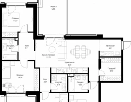 4-комнатная квартира, 118.66 м2 , 2 этаж, квартал Клиф, 5 - фото 1
