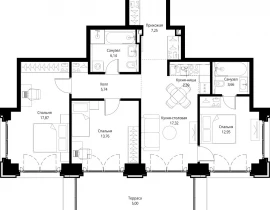 3-комнатная квартира, 92.08 м2 , 8 этаж, квартал Клиф, 5 - фото 1