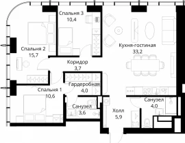 3-комнатная квартира, 91.1 м2 , 13 этаж, Волоколамское шоссе, 95/2 - фото 1