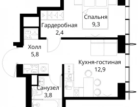 1-комнатная квартира, 34.2 м2 , 19 этаж, Волоколамское шоссе, 95/2 - фото 1