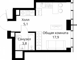 1-комнатная квартира, 26.8 м2 , 19 этаж, Волоколамское шоссе, 95/2 - фото 1