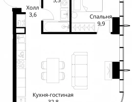 1-комнатная квартира, 51.8 м2 , 19 этаж, Волоколамское шоссе, 95/2 - фото 1