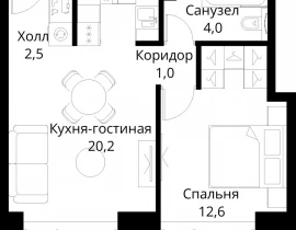 1-комнатная квартира, 40.3 м2 , 21 этаж, Волоколамское шоссе, 95/2 - фото 1