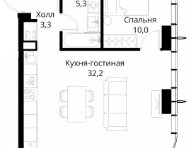 1-комнатная квартира, 50.8 м2 , 27 этаж, Волоколамское шоссе, 95/2 - фото 1