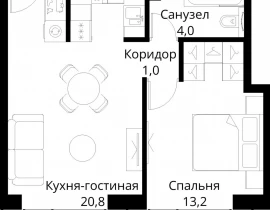1-комнатная квартира, 41.5 м2 , 27 этаж, Волоколамское шоссе, 95/2 - фото 1