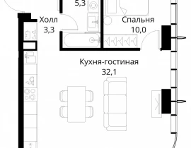 1-комнатная квартира, 50.7 м2 , 31 этаж, Волоколамское шоссе, 95/2 - фото 1