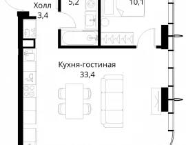 1-комнатная квартира, 52.1 м2 , 37 этаж, Волоколамское шоссе, 95/2 - фото 1
