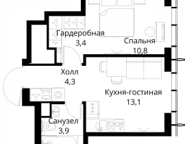 1-комнатная квартира, 35.5 м2 , 41 этаж, Волоколамское шоссе, 95/2 - фото 1