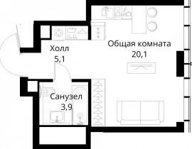 1-комнатная квартира, 29.1 м2 , 43 этаж, Волоколамское шоссе, 95/2 - фото 1