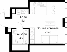 1-комнатная квартира, 31 м2 , 48 этаж, Волоколамское шоссе, 95/2 - фото 1
