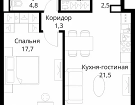 1-комнатная квартира, 50.5 м2 , 51 этаж, Волоколамское шоссе, 95/2 - фото 1