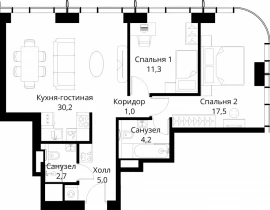 2-комнатная квартира, 71.9 м2 , 13 этаж, Волоколамское шоссе, 95/2 - фото 1