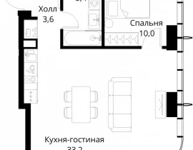 1-комнатная квартира, 52.2 м2 , 17 этаж, Волоколамское шоссе, 95/2 - фото 1