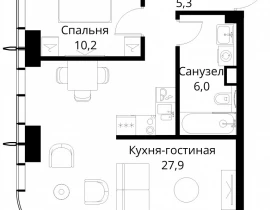 1-комнатная квартира, 49.4 м2 , 19 этаж, Волоколамское шоссе, 95/2 - фото 1