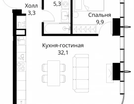 1-комнатная квартира, 50.6 м2 , 22 этаж, Волоколамское шоссе, 95/2 - фото 1