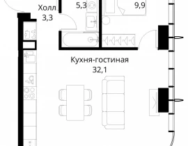 1-комнатная квартира, 50.6 м2 , 25 этаж, Волоколамское шоссе, 95/2 - фото 1