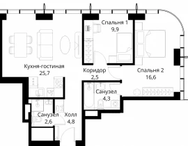2-комнатная квартира, 66.4 м2 , 29 этаж, Волоколамское шоссе, 95/2 - фото 1