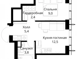 1-комнатная квартира, 33.1 м2 , 29 этаж, Волоколамское шоссе, 95/2 - фото 1
