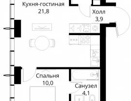 1-комнатная квартира, 41.9 м2 , 29 этаж, Волоколамское шоссе, 95/2 - фото 1