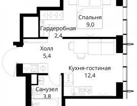 1-комнатная квартира, 33 м2 , 32 этаж, Волоколамское шоссе, 95/2 - фото 1