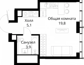 1-комнатная квартира, 28.8 м2 , 41 этаж, Волоколамское шоссе, 95/2 - фото 1