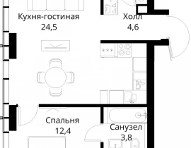 1-комнатная квартира, 47.2 м2 , 45 этаж, Волоколамское шоссе, 95/2 - фото 1
