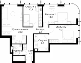 3-комнатная квартира, 82.8 м2 , 50 этаж, Волоколамское шоссе, 95/2 - фото 1