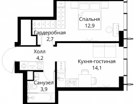 1-комнатная квартира, 37.8 м2 , 50 этаж, Волоколамское шоссе, 95/2 - фото 1