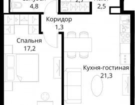 1-комнатная квартира, 49.8 м2 , 50 этаж, Волоколамское шоссе, 95/2 - фото 1
