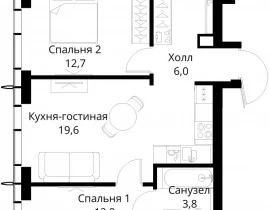 2-комнатная квартира, 59.4 м2 , 50 этаж, Волоколамское шоссе, 95/2 - фото 1