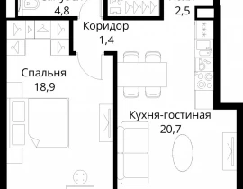 1-комнатная квартира, 51 м2 , 53 этаж, Волоколамское шоссе, 95/2 - фото 1