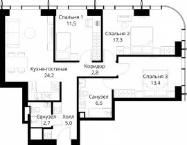 3-комнатная квартира, 83.4 м2 , 8 этаж, Волоколамское шоссе, 95/2 - фото 1