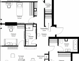 4-комнатная квартира, 125.2 м2 , 7 этаж, Ленинградский проспект, 8 - фото 1
