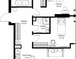 2-комнатная квартира, 79.9 м2 , 8 этаж, Ленинградский проспект, 8 - фото 1