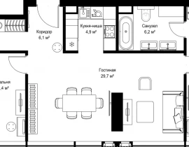 2-комнатная квартира, 85.7 м2 , 5 этаж, Ленинградский проспект, 8 - фото 1