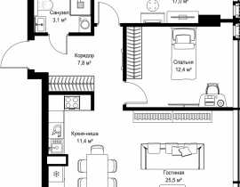 2-комнатная квартира, 81.5 м2 , 35 этаж, Ленинградский проспект, 8 - фото 1