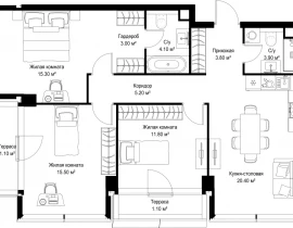3-комнатная квартира, 85.2 м2 , 16 этаж, Серегина, 5 - фото 1