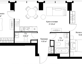 2-комнатная квартира, 67.4 м2 , 2 этаж, Серегина, 5 - фото 1
