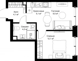1-комнатная квартира, 35 м2 , 14 этаж, ул. Верейская, 29/32Д - фото 1