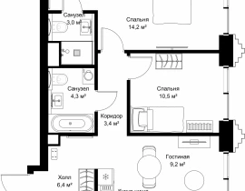2-комнатная квартира, 59.5 м2 , 16 этаж, ул. Верейская, 29/32Д - фото 1