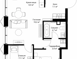 2-комнатная квартира, 65.5 м2 , 20 этаж, ул. Верейская, 29/32Д - фото 1