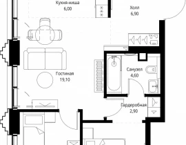 2-комнатная квартира, 65.5 м2 , 20 этаж, ул. Верейская, 29/32Д - фото 1